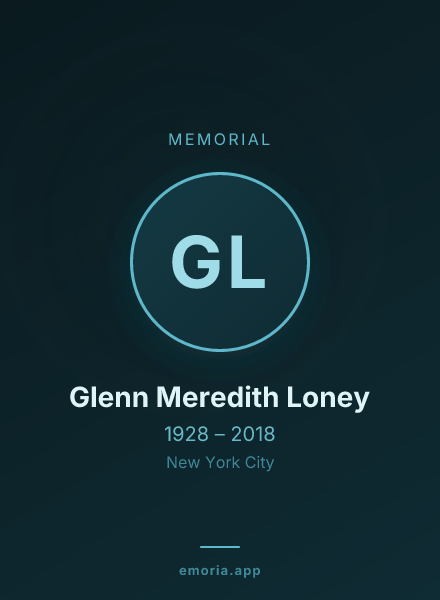 Memorial portrait of Glenn Meredith Loney