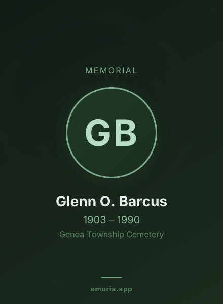 Memorial portrait of Glenn O. Barcus