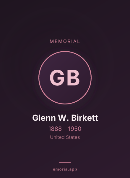 Memorial portrait of Glenn W. Birkett