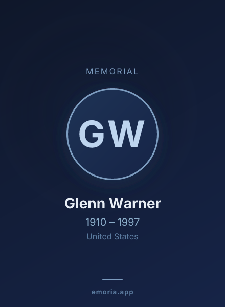 Memorial portrait of Glenn Warner