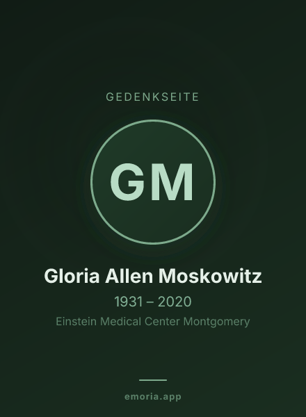Gedenkportrait von Gloria Allen Moskowitz
