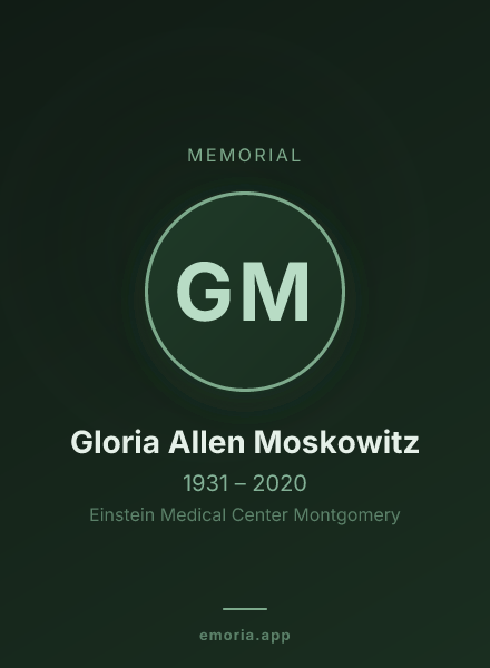 Memorial portrait of Gloria Allen Moskowitz