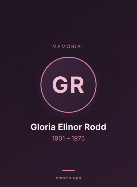 Memorial portrait of Gloria Elinor Rodd