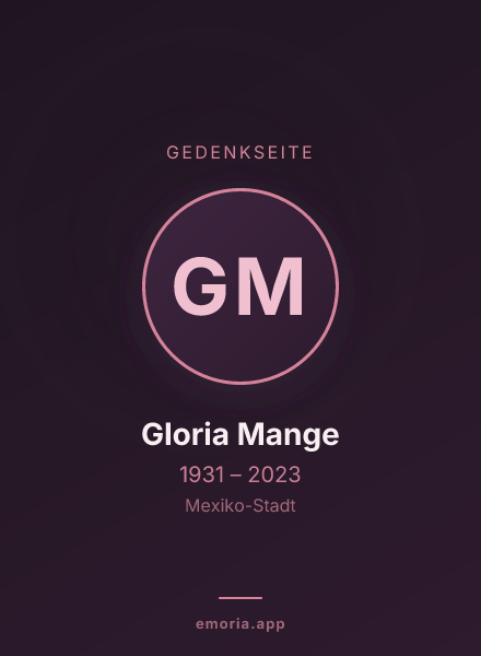 Gedenkportrait von Gloria Mange