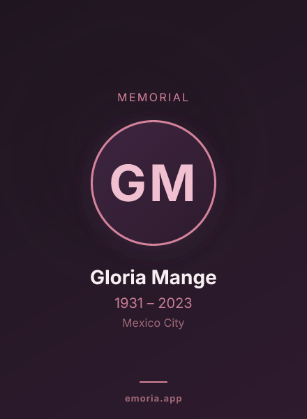 Memorial portrait of Gloria Mange