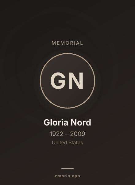 Memorial portrait of Gloria Nord