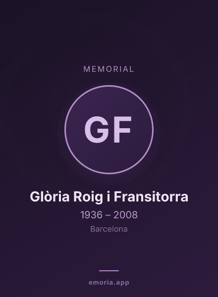 Memorial portrait of Glòria Roig i Fransitorra