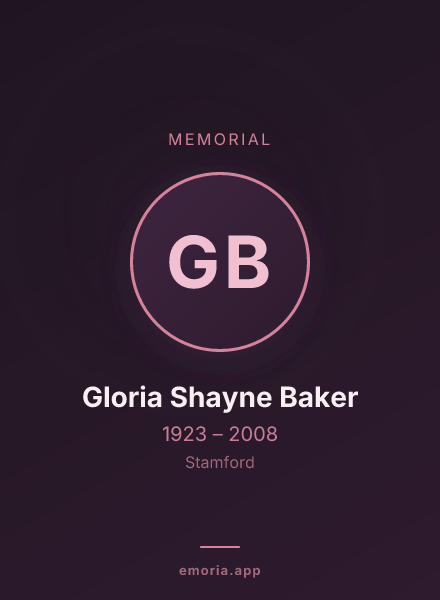 Memorial portrait of Gloria Shayne Baker