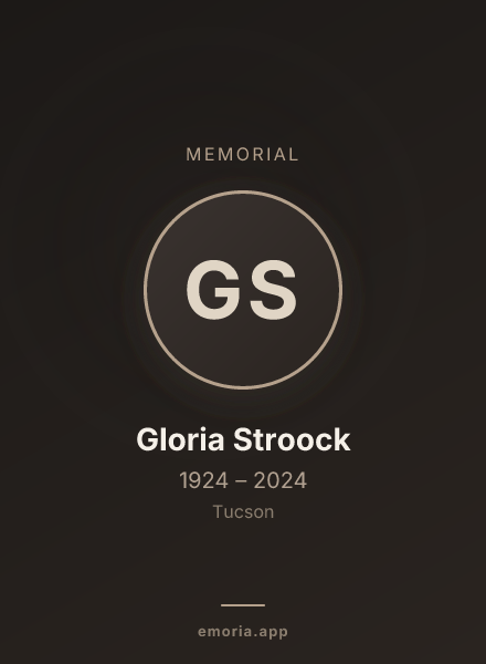 Memorial portrait of Gloria Stroock
