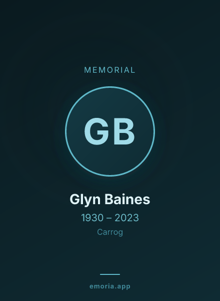 Memorial portrait of Glyn Baines