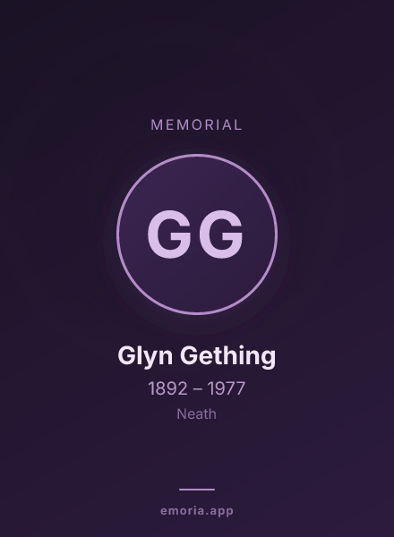 Memorial portrait of Glyn Gething