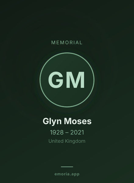 Memorial portrait of Glyn Moses