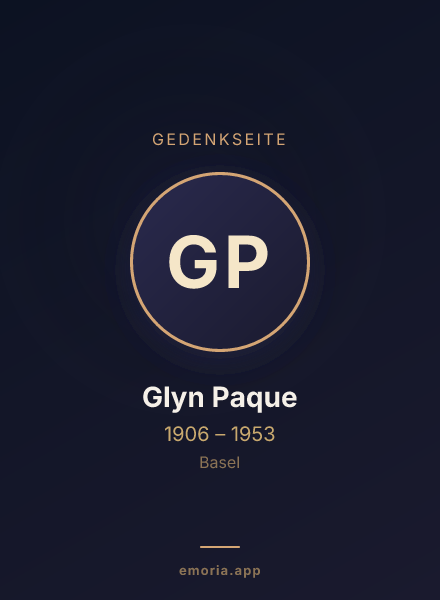 Gedenkportrait von Glyn Paque
