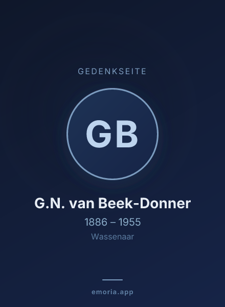 Gedenkportrait von G.N. van Beek-Donner