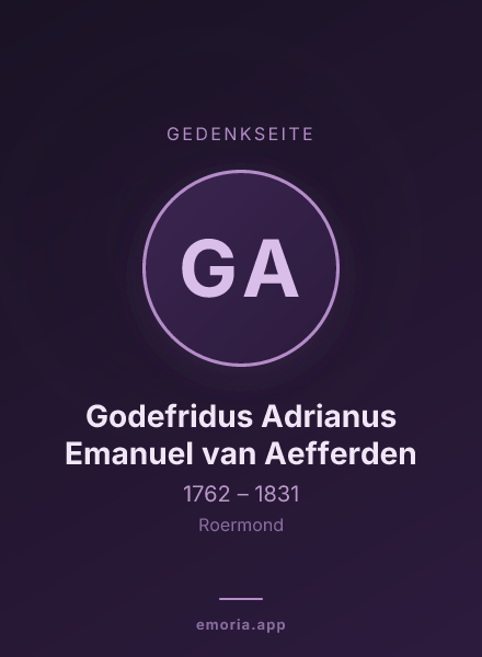 Gedenkportrait von Godefridus Adrianus Emanuel van Aefferden