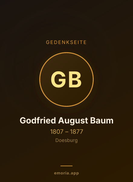 Gedenkportrait von Godfried August Baum
