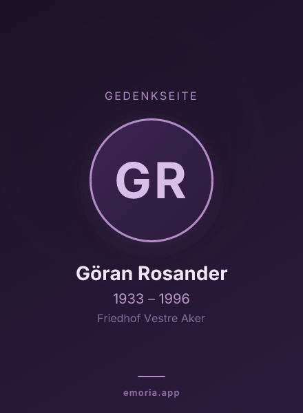 Gedenkportrait von Göran Rosander