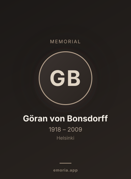Memorial portrait of Göran von Bonsdorff