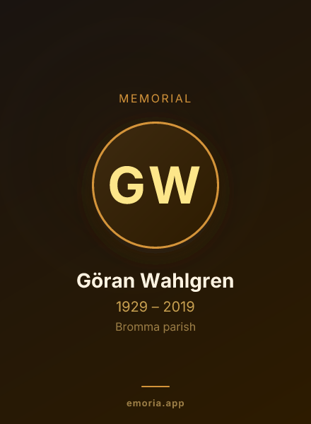Memorial portrait of Göran Wahlgren