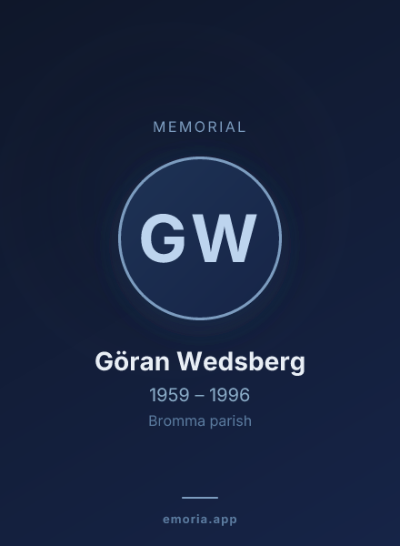 Memorial portrait of Göran Wedsberg