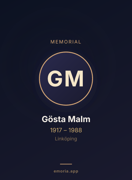 Memorial portrait of Gösta Malm