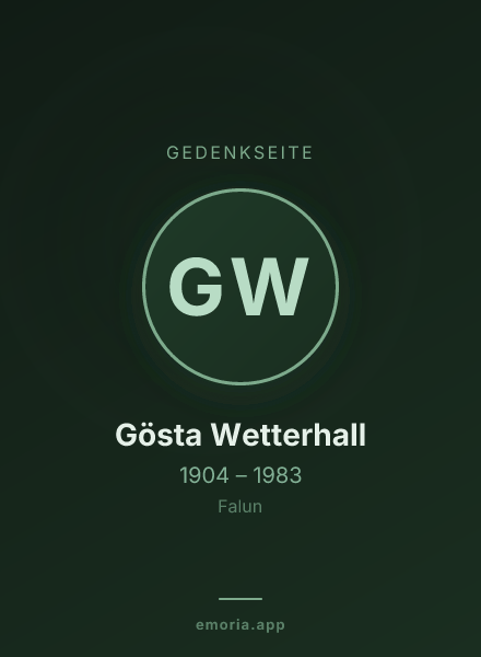 Gedenkportrait von Gösta Wetterhall