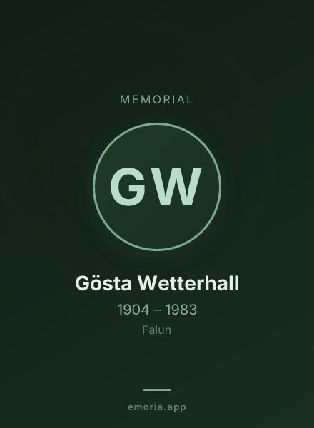 Memorial portrait of Gösta Wetterhall