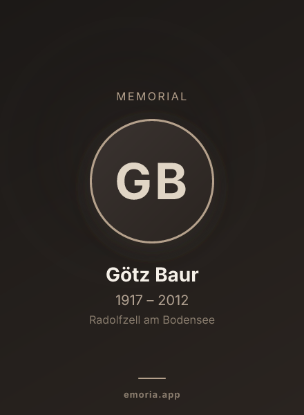 Memorial portrait of Götz Baur