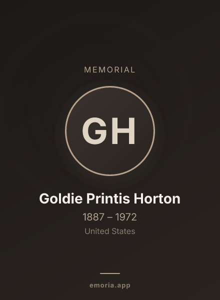 Memorial portrait of Goldie Printis Horton