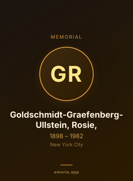 Memorial portrait of Goldschmidt-Graefenberg-Ullstein, Rosie,