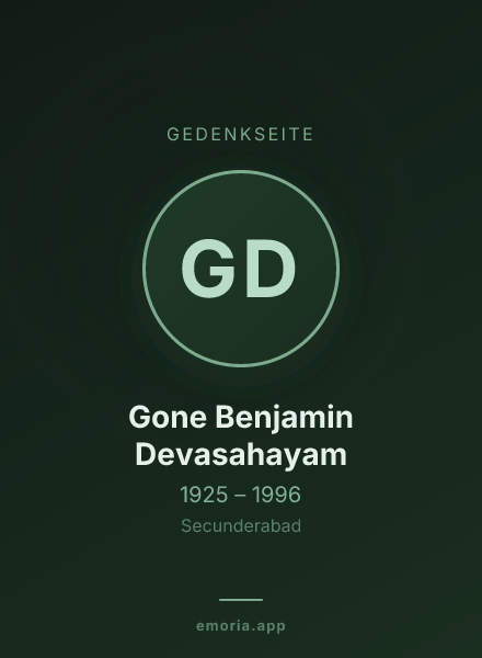 Gedenkportrait von Gone Benjamin Devasahayam