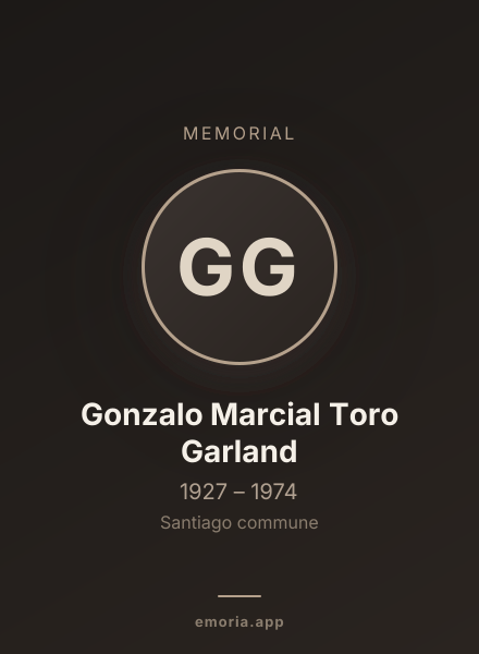 Memorial portrait of Gonzalo Marcial Toro Garland