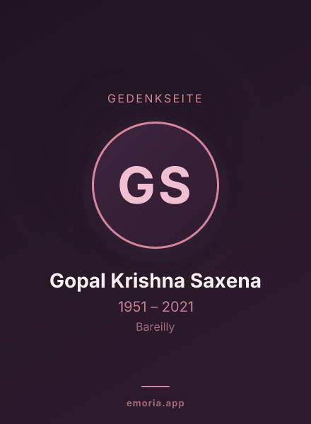 Gedenkportrait von Gopal Krishna Saxena