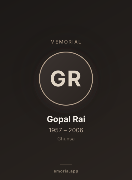 Memorial portrait of Gopal Rai