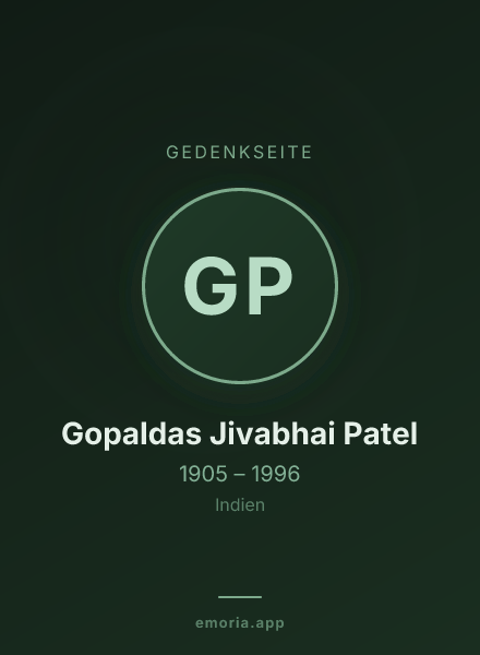 Gedenkportrait von Gopaldas Jivabhai Patel