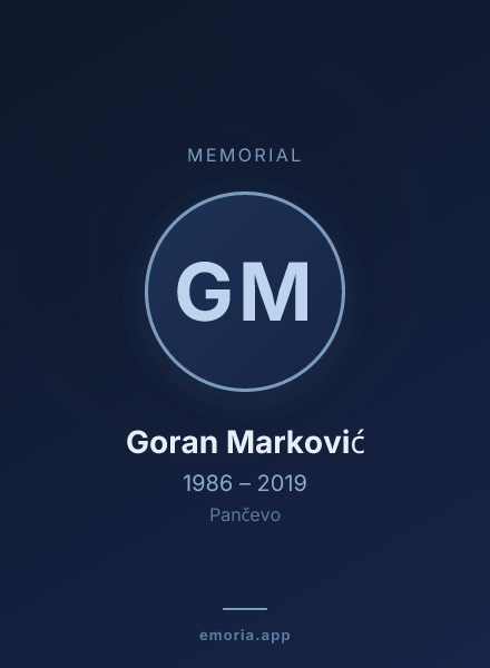 Memorial portrait of Goran Marković
