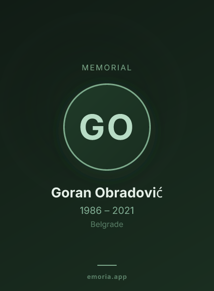 Memorial portrait of Goran Obradović