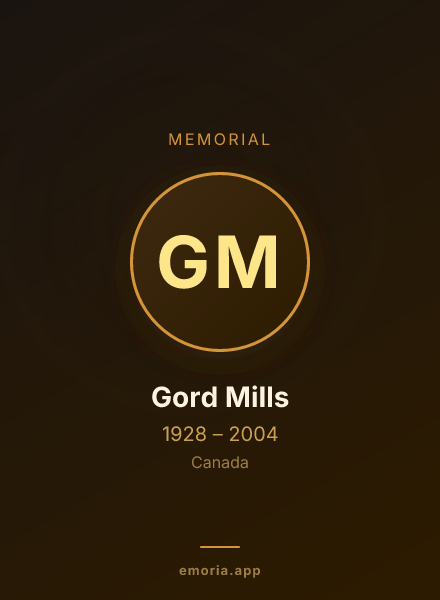 Memorial portrait of Gord Mills