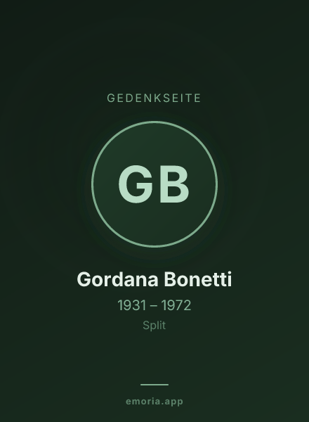 Gedenkportrait von Gordana Bonetti