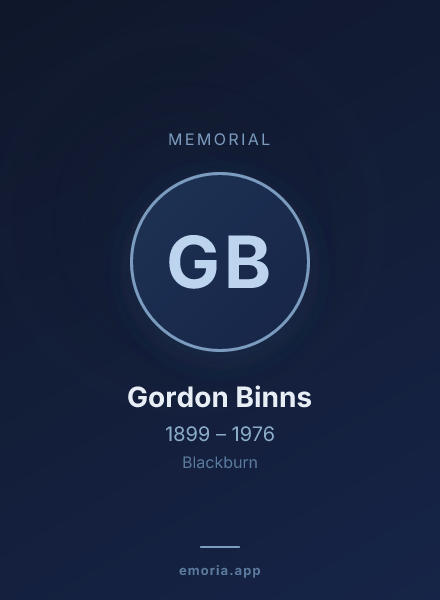 Memorial portrait of Gordon Binns