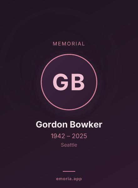 Memorial portrait of Gordon Bowker