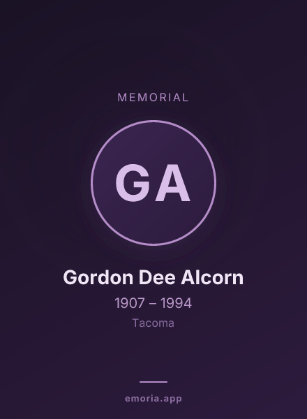 Memorial portrait of Gordon Dee Alcorn