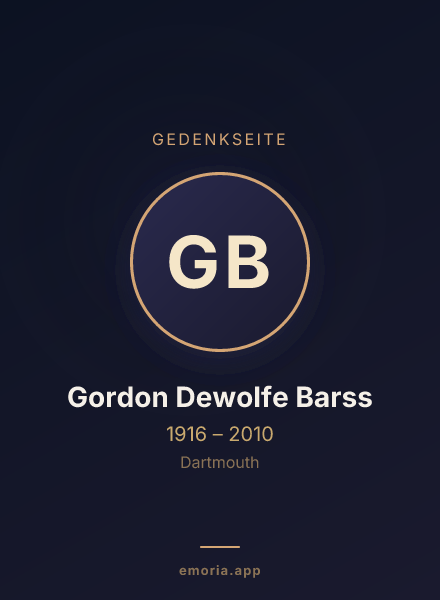 Gedenkportrait von Gordon Dewolfe Barss