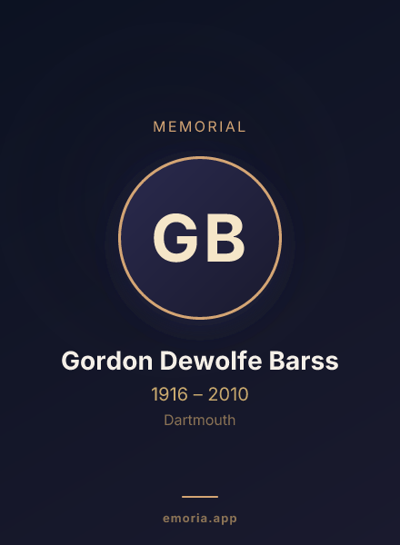 Memorial portrait of Gordon Dewolfe Barss