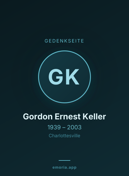 Gedenkportrait von Gordon Ernest Keller