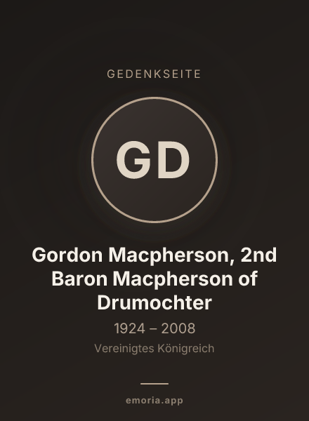 Gedenkportrait von Gordon Macpherson, 2nd Baron Macpherson of Drumochter