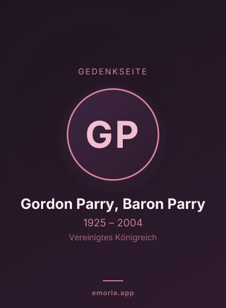 Gedenkportrait von Gordon Parry, Baron Parry