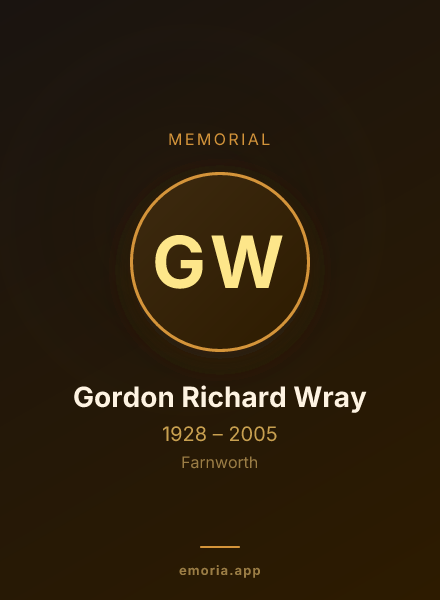 Memorial portrait of Gordon Richard Wray