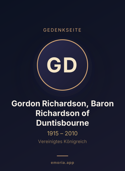 Gedenkportrait von Gordon Richardson, Baron Richardson of Duntisbourne