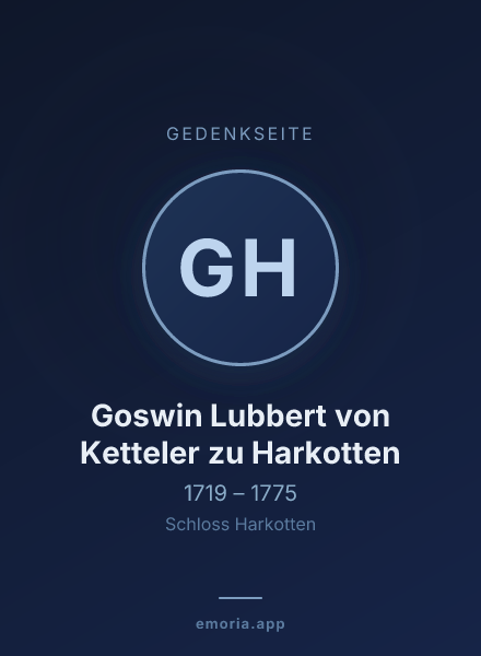 Gedenkportrait von Goswin Lubbert von Ketteler zu Harkotten